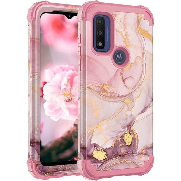 wonima11 Case for Moto G Pure Case,Cases for Motorola G Pure Cases Marble Heart Rose Gold Women 3 in 1 Hard PC Silicone Bumper Heavy Duty Shockproof Antiscratch Protective Cases for Moto G Power 2022