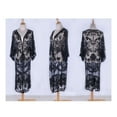 thumbnail image 2 of LEZMORE Women Swimsuit Cover up Mesh Lace Kimono Cardigan Open Front Beach Cover ups Swimwear Dark Blue, 2 of 6