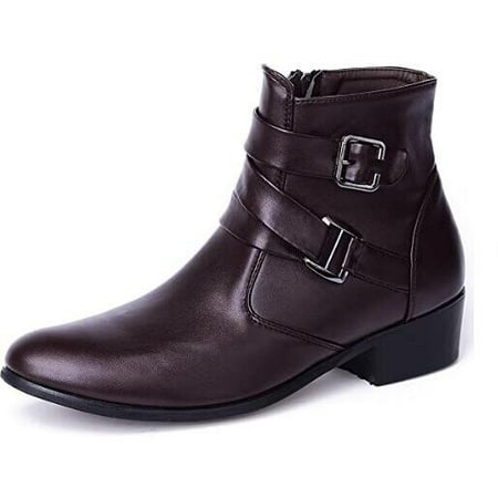 

Men s PU Leather Suede Pointed Toe Zipper Buckle Chelsea Ankle Boots Size 6.5