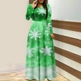 thumbnail image 2 of hotojiny Fashion Dresses for Women Long Sleeve Christmas Printed Maxi Dress Crew Neck Casual Long Dress for Party, 2 of 5