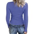 thumbnail image 6 of Womens Long Sleeve Stretch Crewneck Ribbed T-Shirt Slim Fit Casual Basic Tops, 6 of 7
