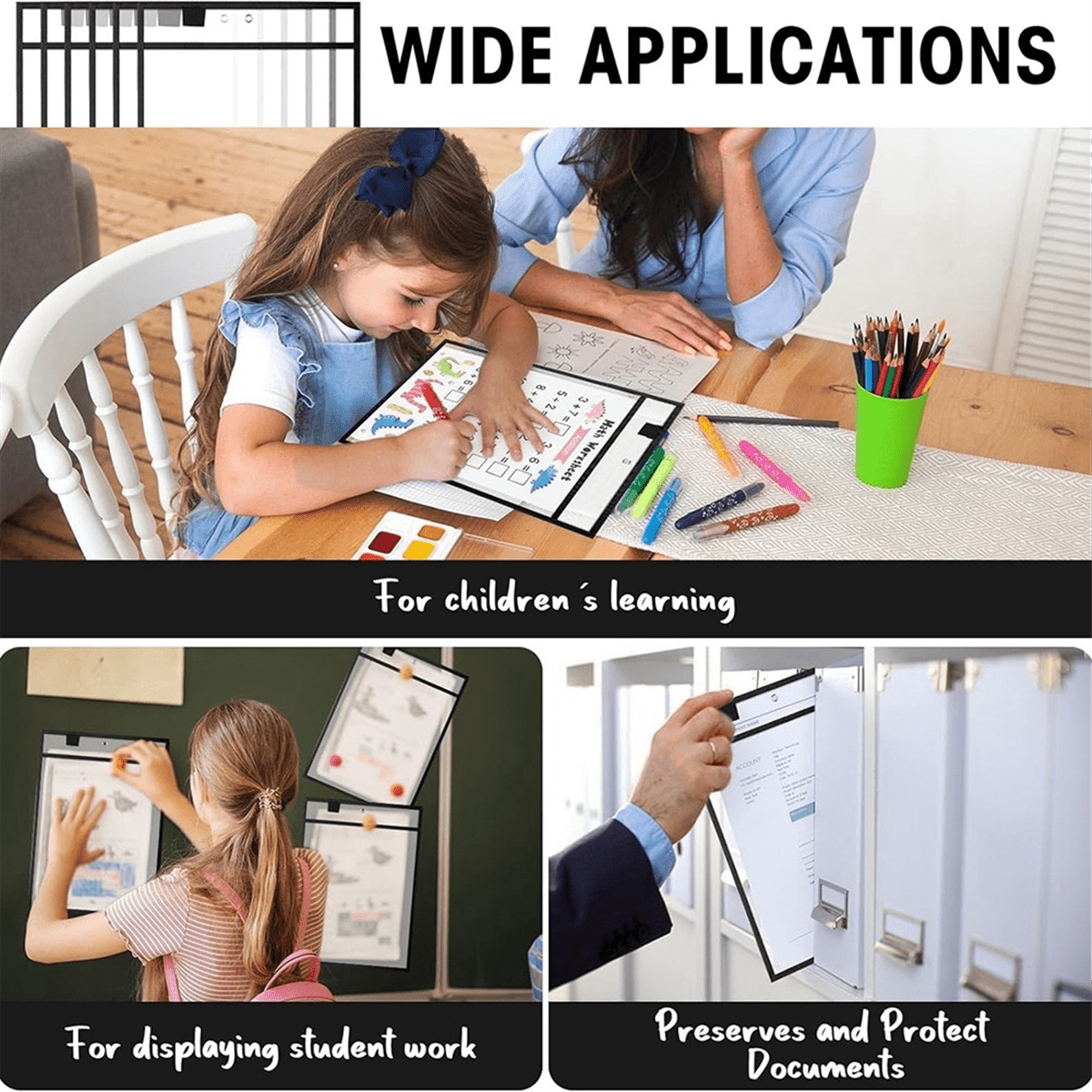 25PCS File Folders 24x32cm Work Note Holder Dry Erase Pockets for Teachers Classroom Organization Supplies B