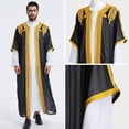 thumbnail image 2 of Open Front Thobe for Men Embroidery Bisht Sleeveless Arabic Dishdasha Mesh Stand Collar Arab Thobe for Wedding & Celebration Black XXL, 2 of 8