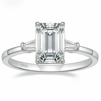 Flydeer Engagement Rings for Woman 925 Sterling Silver Emerald Cut Wedding Woman Rings 3CT 5A CZ Size 5