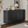 thumbnail image 4 of Modern Black Lacquered 4-Door Wooden Storage Cabinet, Multi-Functional Sideboard Buffet Server for Living Room, Entryway, Hallway, Office, Kitchen & Dining Room, 4 of 9