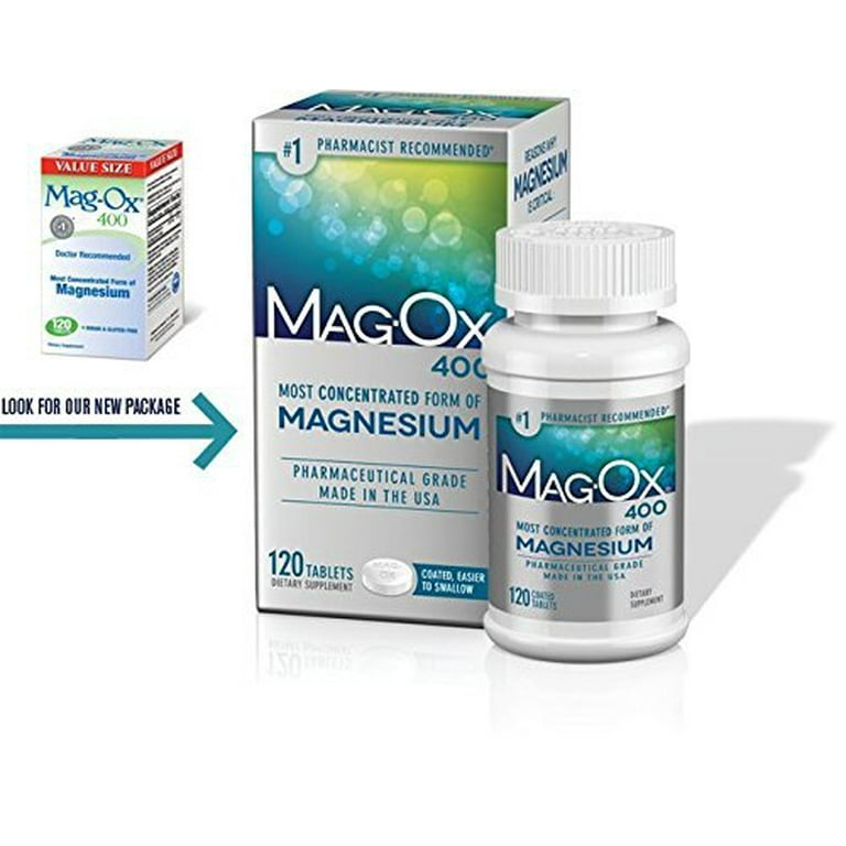Mag-Ox 400 Magnesium Supplement, 120 Tablets, 2 Pack, Supports