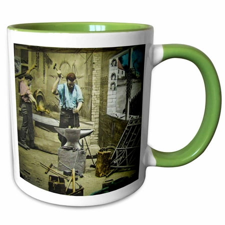 1890 Victorian Antique - 3dRose Victorian Tale The Village Blacksmith No. 7 Vintage 1890 Full - Two Tone Green Mug, 11-ounce