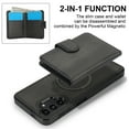 thumbnail image 4 of Allytechgroup Detachable Cards Holder Case for Samsung Galaxy A13 4G, RFID Blocking 2 In 1 Wallet PU Leather Case with Stand Compatible with Magsafe Shockproof Cover for Galaxy A13 4G, Black, 4 of 5