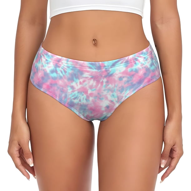 Fotbe Tie Dye Calzones Estampados para Mujer – Ropa Interior de Algodón, Cómoda, Suave y Elástica-3X-Large