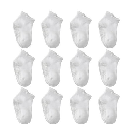 

6 Pairs Baby Cotton Socks Breathable Elastic Infant Toddler Crew Socks White 3-5 Years Old