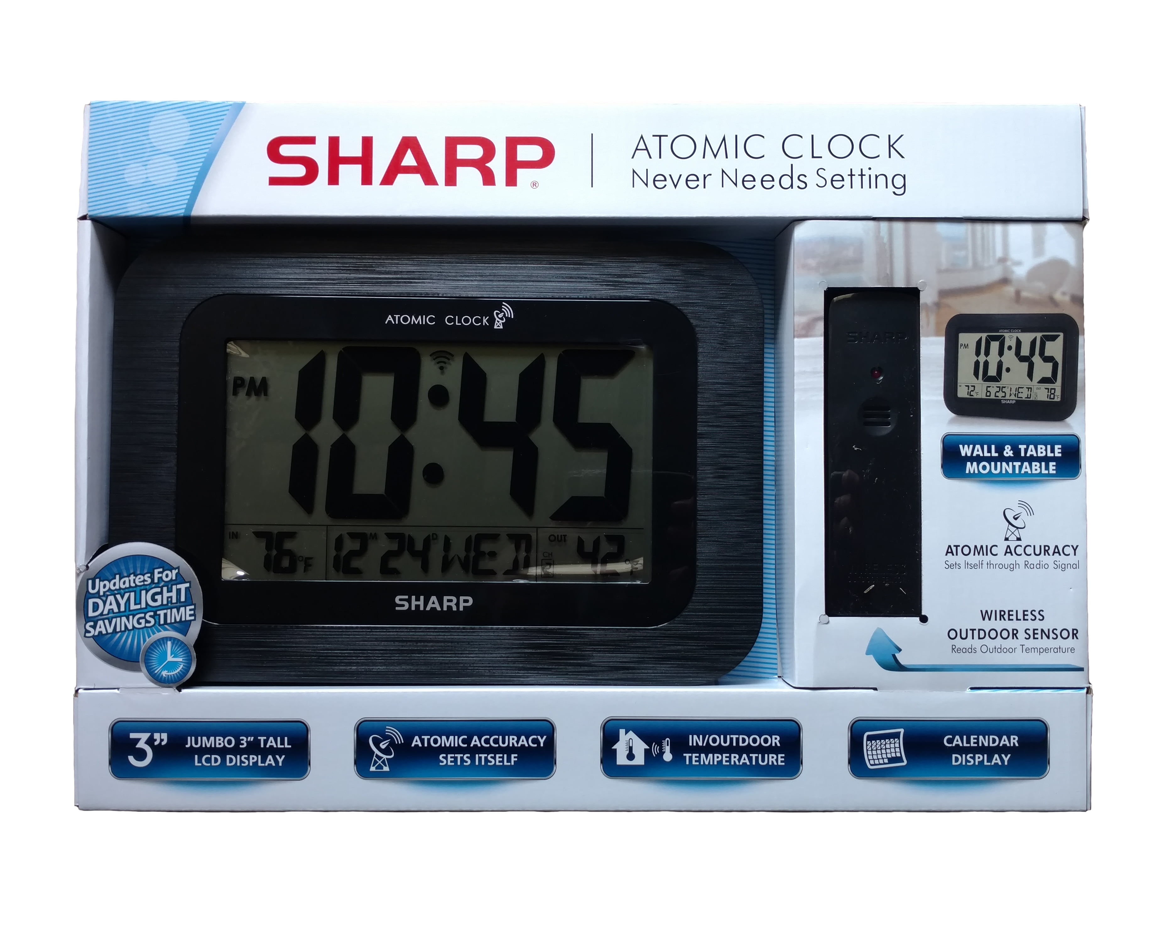 Sharp digital atomic wall clock black walmart walmart