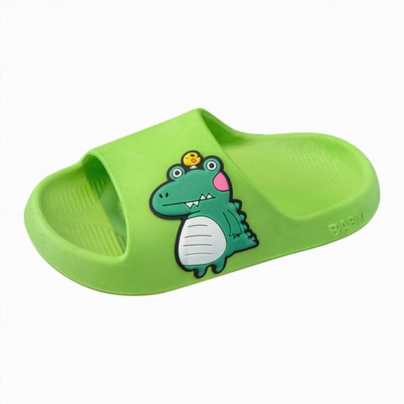 kpoplk Toddler Kids Flat Slides Sandals Bunny Beach Pool Shower Slides Anti-Slip Home Bath Slippers Cute Summer Outdoor Shoes(Green,13)