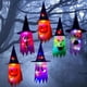 thumbnail image 5 of Cadena decorativa para árboles, porches y patios Luces LED con forma de sombrero de bruja y fantasma espeluznante para Halloween, 5 of 8