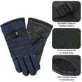 thumbnail image 6 of 1 Pair  Adult One Size Insulated Waterproof Windproof Cold Winter Weather Gloves in Navy Blue, 6 of 6