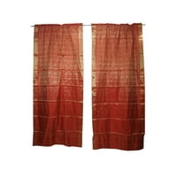 Mogul 2 Indian Silk Sari Curtain Window Treatment Drape Panel Brocade Border Rod Pocket Handmade Curtains Home Décor 96 inch