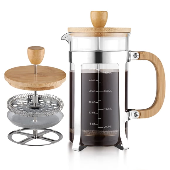 Cafetera French Press Sivaphe de 1000 ml con tapa de bambú