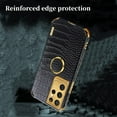 thumbnail image 4 of for Samsung Galaxy S23 S22 S21 S20 Ultra Plus FE Phone Case, Unique Crocodile Pattern Finger Ring Holder PU Cover, Heat Dissipating Lining Reinforced Edge Shockproof Bumper(Black,S21 Ultra), 4 of 8