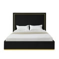 thumbnail image 2 of Inspired Home Roxana Upholstered Velvet Contemporary Queen Bed with Gold Base Frame, Black, 2 of 9
