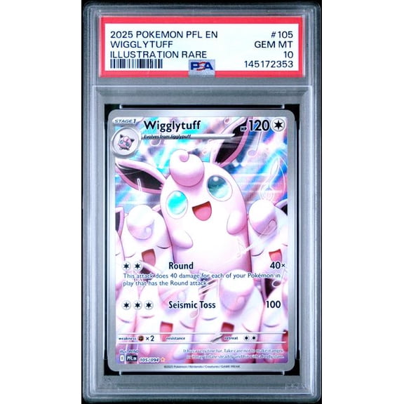 Graded 2025 PKM PFL EN Wigglytuff #105 Illustration Rare Trading Card Game PSA 10 Gem Mint