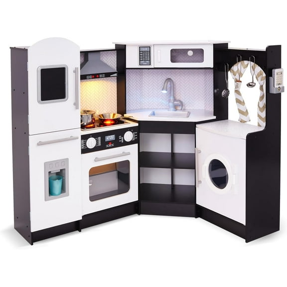 Lil' Jumbl Wooden Play Kitchen for Kids with Stovetop and Faucet