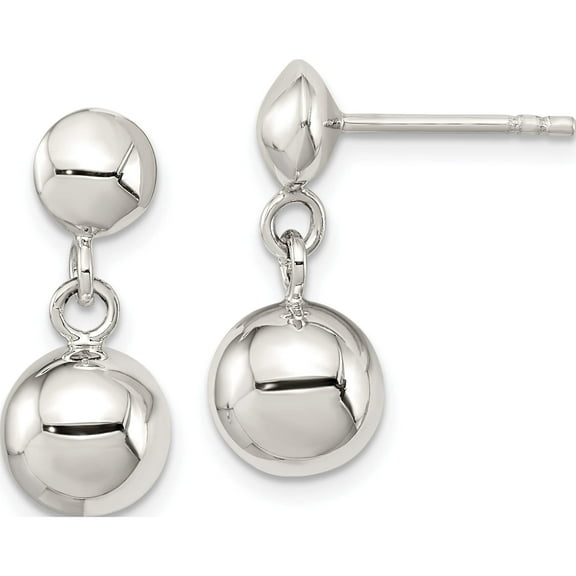 Sterling Silver 8mm Dangle Ball Post Earrings (18 X 8) Made In Thailand qe3498