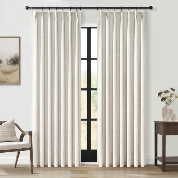 Cortinas Topfinel Pinch plisadas, 100% lino opaco, 240 x 245 cm