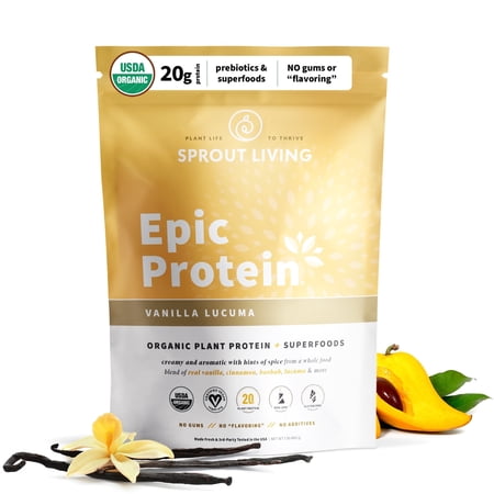 Sprout Living Epic Protein | Organic Plant Protein, Superfoods, Vanilla Lucuma, 1 lb