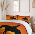 thumbnail image 6 of Ambesonne Silhouette Duvet Cover Set, Lonely Cowboy Horseback, 2-Calking, Black Vermilion, 6 of 6