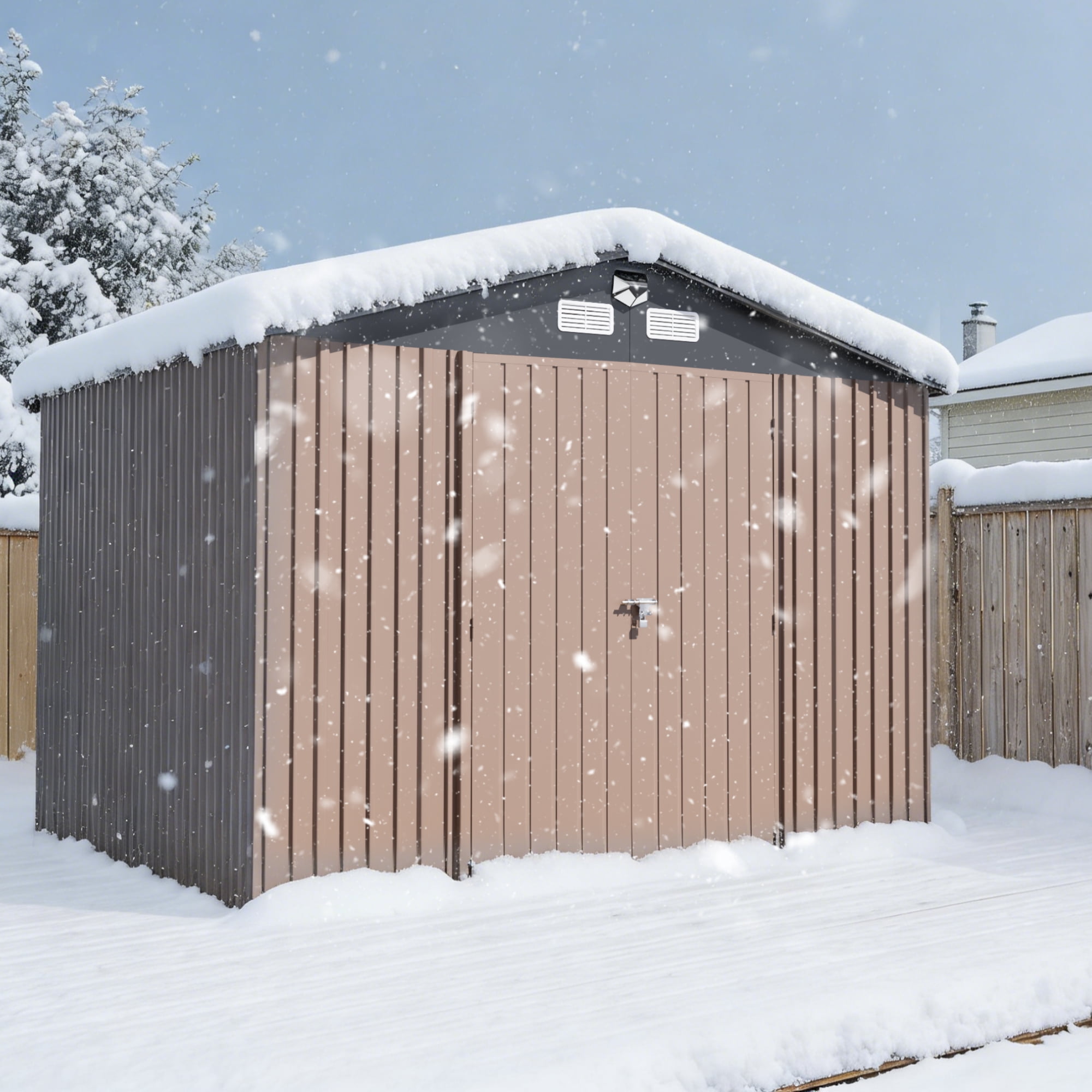10 ft. W x 12 ft. D Outdoor Metal Tool Storage Shed with Led Light & Air Vents
