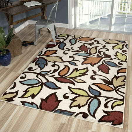 Orian Rugs Bright Colors Leaves Dicarna Ivory Area Rug