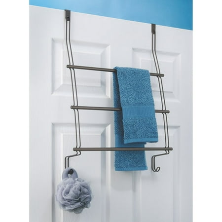 Interdesign Classico Over the Bathroom Shower Door Towel Rack, Brown