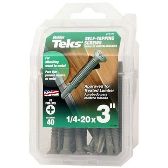 Teks 1/4 in. x 3 in. Phillips Flat Head Drill PT Wood-to-Metal Screws 40CT