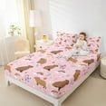 thumbnail image 4 of Manfei Cute Cartoon Capybara Twin Sheet Sets,Girls Flower Floral Twin Fitted Sheet,Pink Brown Flat Sheet For Princess,Microfiber Bedroom Decor,3-Piece, 4 of 7