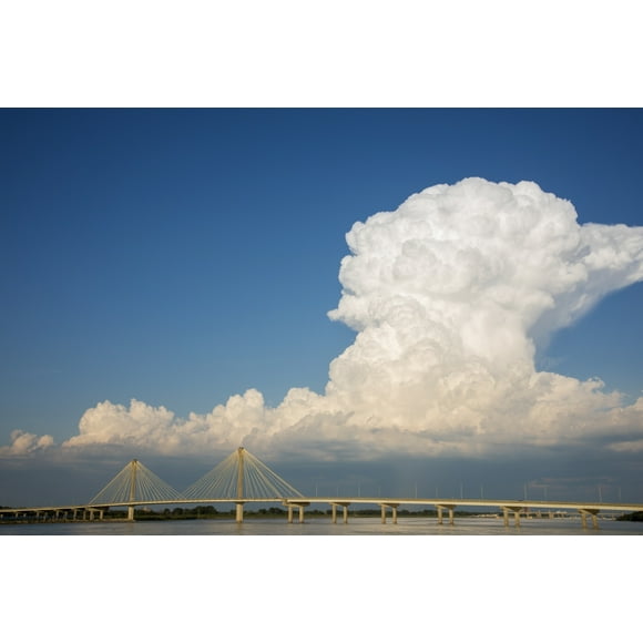 Clark Pont sur la Rivière Mississippi et Orage (cumulonimbus nuage), alton, illinois affiche imprimée par richard & susan jour (18 x 24)