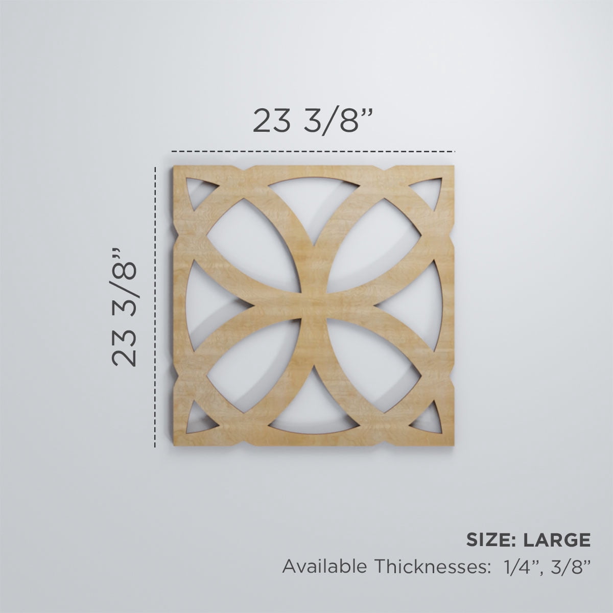 Ekena Millwork 23 3/8"W x 23 3/8"H x 1/4"T Large Daventry Decorative Fretwork Wood Wall Panels, Red Oak