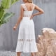 thumbnail image 5 of Vestido midi sin mangas con cuello cuadrado y ribete de encaje en color liso para mujer - Salidas de verano/eventos informales, 5 of 8