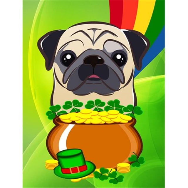 Fawn Pug St. Patricks Day Drapeau Jardin Taille