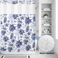 thumbnail image 2 of No Hook Shower Curtain, Navy Blue Coastal Shower Curtains for Bathroom with See Through Top Window, Coral Starfish Seaside Summer Beach Waterproof & Washable Bath Curtain 60"x72", 2 of 9