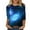 Blue, variant on Women's 3/4 Sleeve Galaxy Starry Sky Printed Round Neck 3/4 Sleeve Top T Shirt Long Sleeve T Shirt Women in A Pack Tee Long Sleeve Women Womens Summer Tops Loose Fit T Shirts Workout Clothes Womens