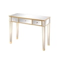 thumbnail image 3 of Hassch Modern Mirror Computer Desk with Drawers, Home Office Workstation PC Laptop Table, Champagne Gold, 3 of 10