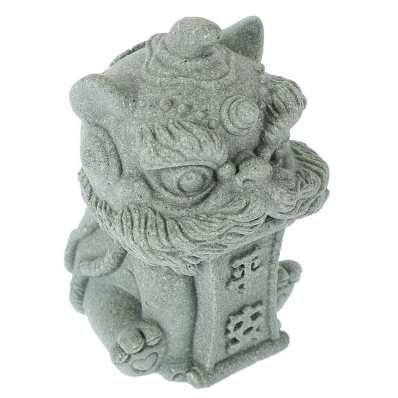 SEWACC Jouets de Garde Lion Statue de Lion Mascotte Auspicious en Résine Grise 1Pcs