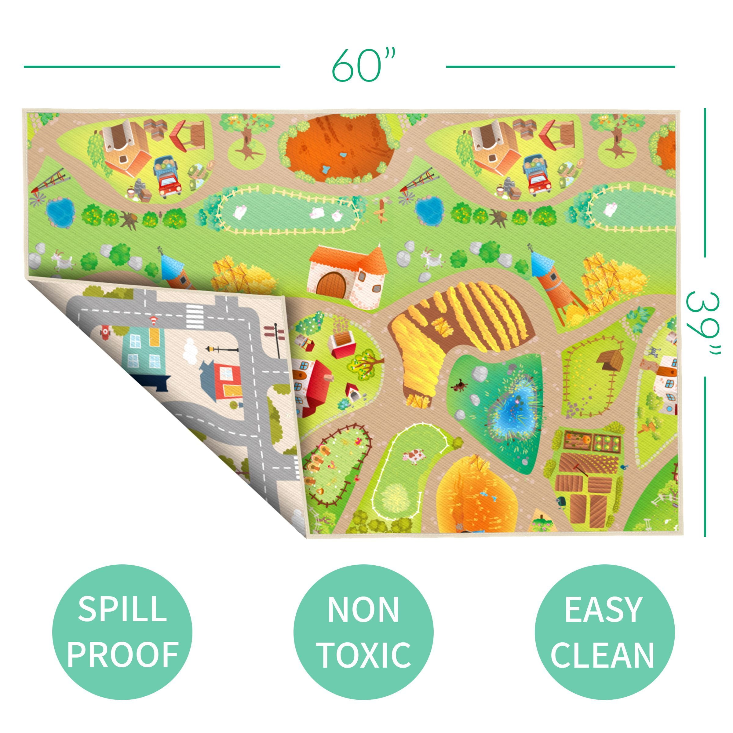 Yokina Farmcity Reversible, Waterproof, Sensory Touch Rolled Kids Playmat for Play Area and Kids Room