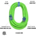 thumbnail image 5 of Clear Power 12/3 SJTW 50 ft Outdoor Extension Cord with Flashing Power Indicator Light, Green, CP10101, 5 of 8