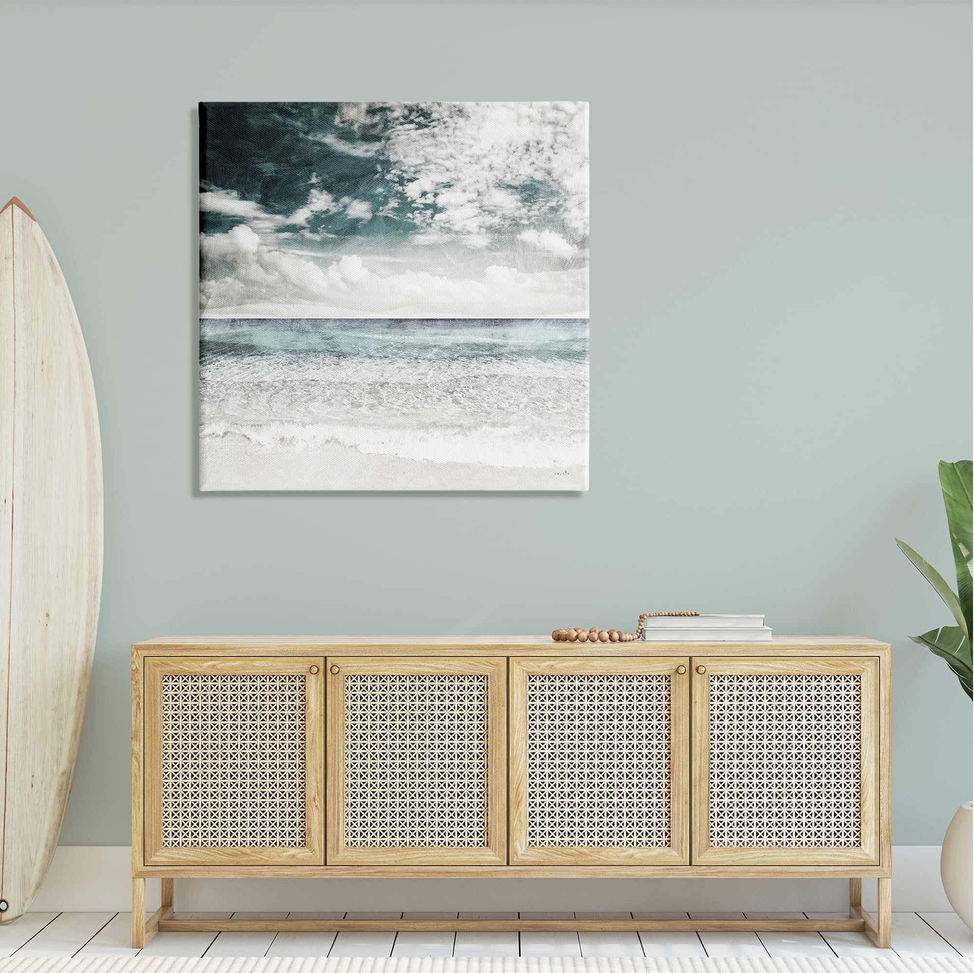 Stupell Industries Misty Beach Clouds Sea Shoreline Collage Design , 36 x 36, Design by Sophie 6