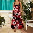thumbnail image 3 of Fgvctg Valentine's Day Womens Jumpsuit Wide Leg Pant Date Night Spaghetti Straps Fashion Love Heart Print Jumpsuits Sleeveless Bib Overalls Sprimg Romper Clothes With Pockets Vermilion S, 3 of 5