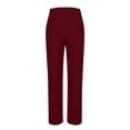 thumbnail image 3 of Oiangi Women's Dress Pants Button Elastic Waist Slacks Casual Straight Leg Trousers for Business Office Wine L, 3 of 5
