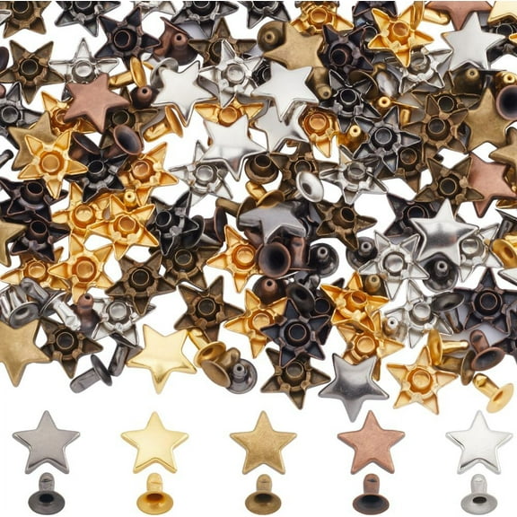 Double Cap Rivet, Natural Brass, Solid Brass-LL (100 sets per bag ...