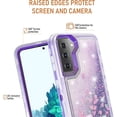 thumbnail image 3 of Phone Case for Samsung Galaxy S21 Plus S21+ 5G with Screen Protector Bling Liquid Glitter Clear Hybrid TPU Silicone Protective Heavy Duty Cell Cover S21+5G S21plus 21S + S 21 21+ G5 Purple, 3 of 5