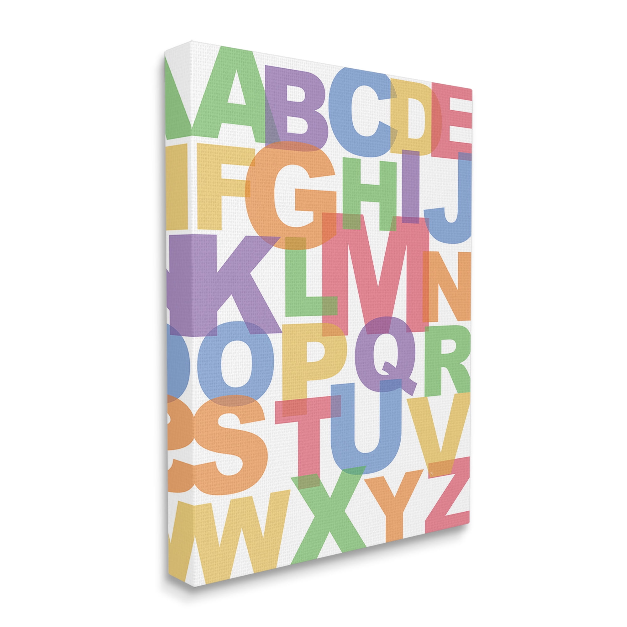 Stupell Industries Rainbow Alphabet Typography Typography Painting Gallery Wrapped Canvas Art Print Wall Art, 36 x 48