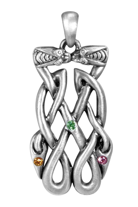 1.8 Inch Celtic Silver Colored Double Serpent Head Jewelry Pendant